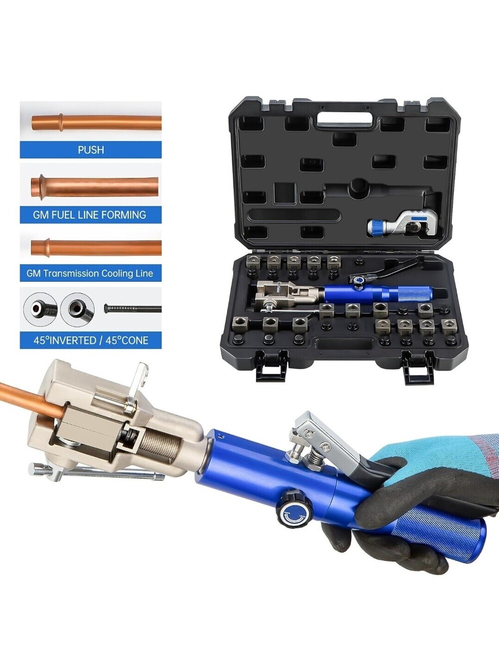 Hydraulic Brake Line Flaring Tool Kit 45° Single Double Flare ISO Bubble Flare